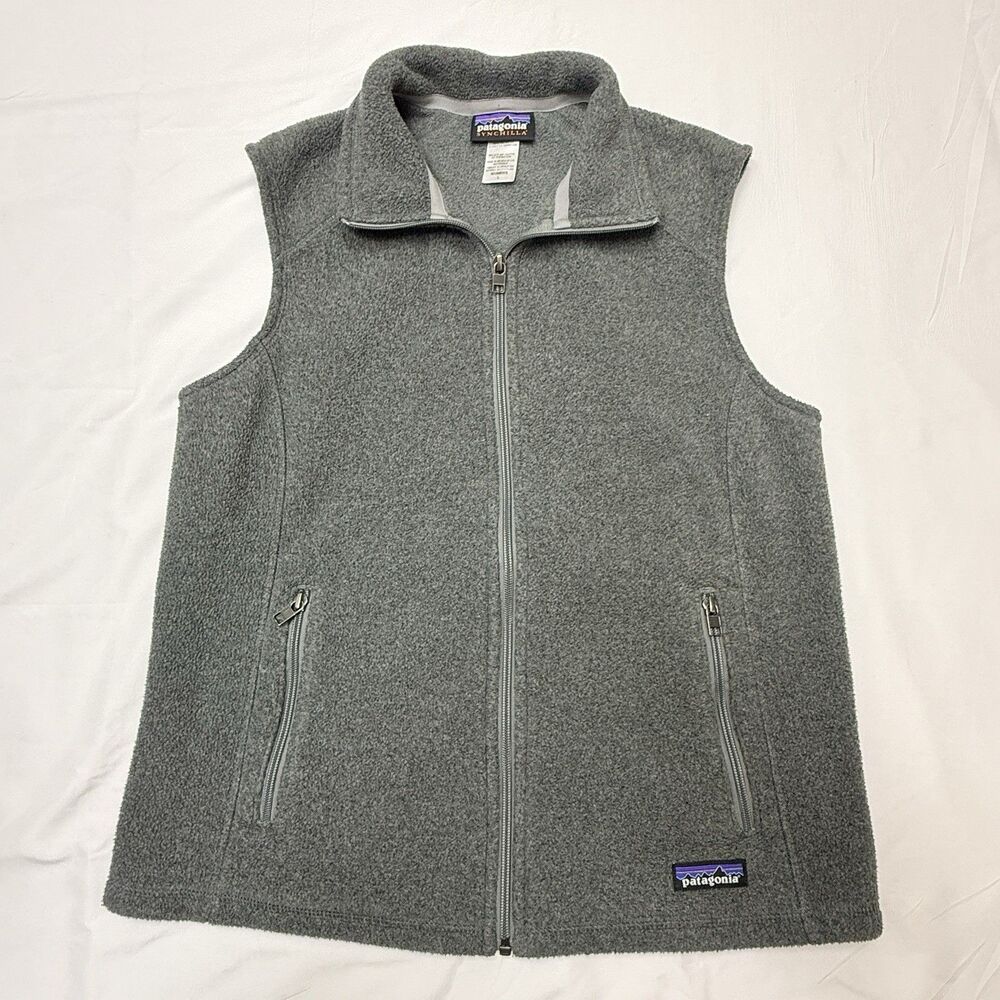 Patagonia Synchilla Vest Womens Large Gray Full Zip Fleece Hiking Jacket